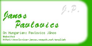 janos pavlovics business card